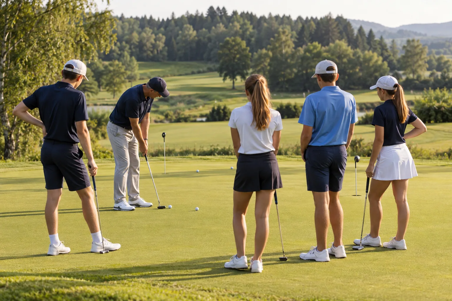 Illustratives Bild eines Golftrainings mit Jugendlichen auf dem Übungsgrün